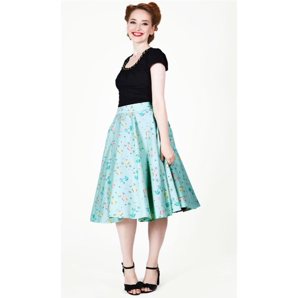 Voodoo Vixen Aqua Floral Midi Skirt